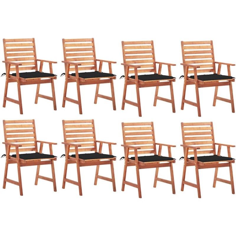 

vidaXL Sillas comedor de jardín y cojines 8 uds madera maciza acacia - Marrón