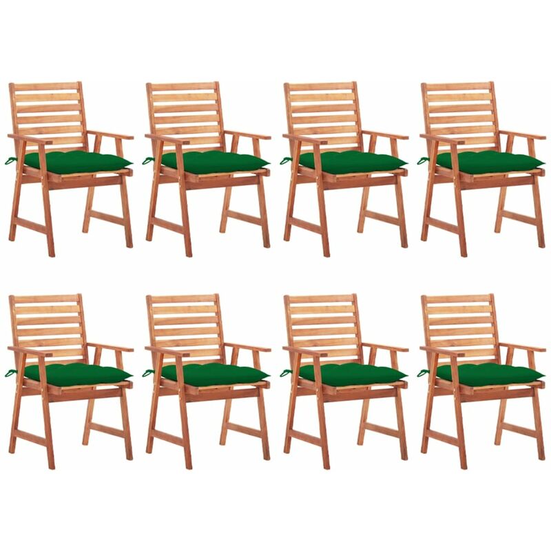 

vidaXL Sillas comedor de jardín y cojines 8 uds madera maciza acacia - Marrón