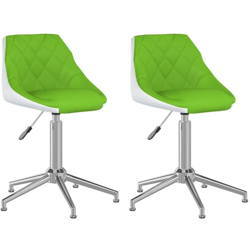 

vidaXL Sillas comedor giratorias 2 uds cuero sintético verde blanco - Multicolor