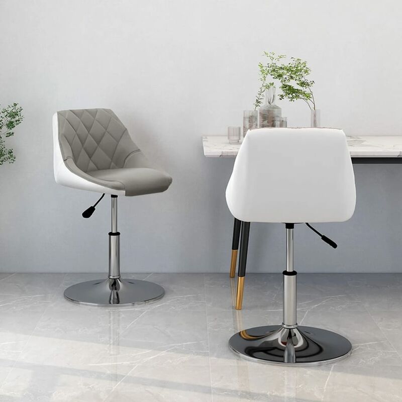 

vidaXL Sillas comedor giratorias 2 unidades cuero sintético gris y blanco - Gris