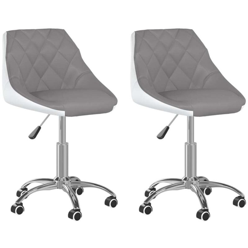 

vidaXL Sillas comedor giratorias 2 unidades cuero sintético gris y blanco - Blanco