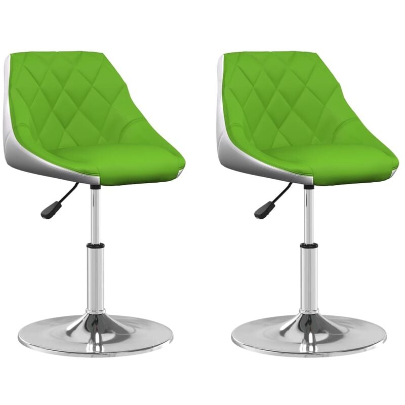 

vidaXL Sillas comedor giratorias 2 unidades cuero sintético verde y blanco - Verde