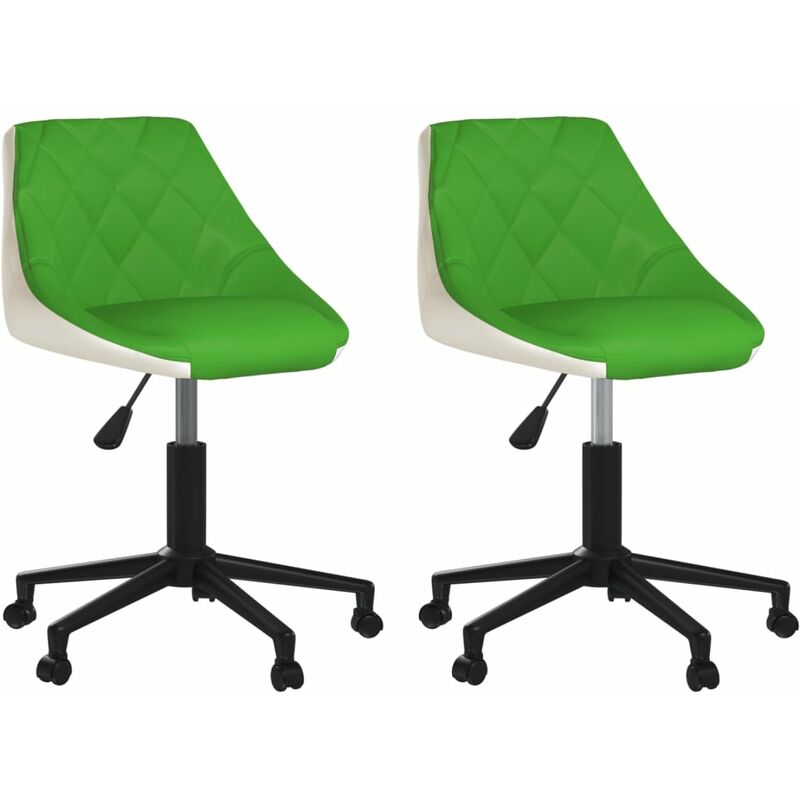 

vidaXL Sillas comedor giratorias 2 unidades cuero sintético verde y blanco - Verde