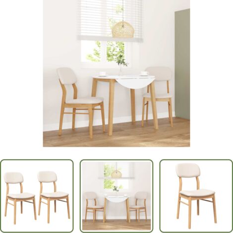 vidaXL Sillas con cojines -  Sillas de comedor con cojines 2uds madera maciza natural caucho