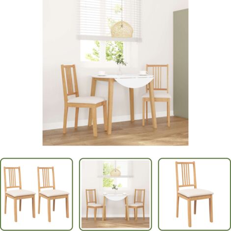 vidaXL Sillas con cojines -  Sillas de comedor con cojines 2uds madera maciza natural caucho