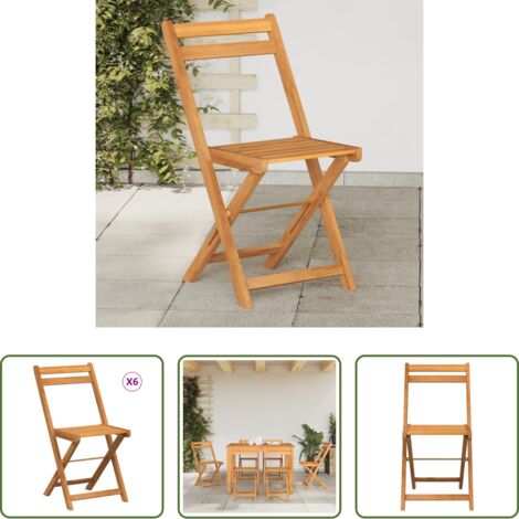 vidaXL Sillas de acacia -  Sillas de terraza plegables 6 uds madera maciza de acacia