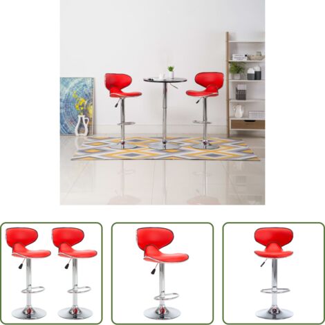 vidaXL Sillas de bar con asiento ajustable - 323645  Bar Stools 2 pcs Red Faux Leather