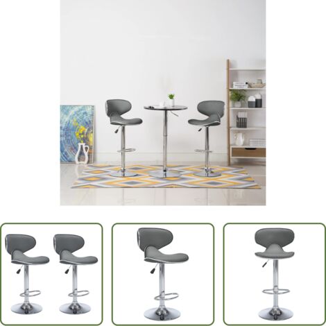 vidaXL Sillas de bar con asiento de espuma - 323648  Bar Stools 2 pcs Grey Faux Leather