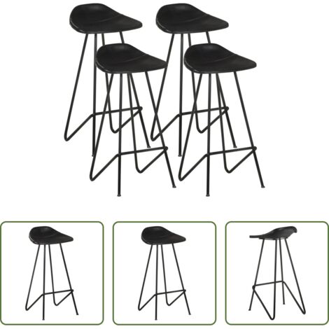 vidaXL Sillas de bar de cuero -  Taburetes de cocina 4 unidades cuero auténtico negro