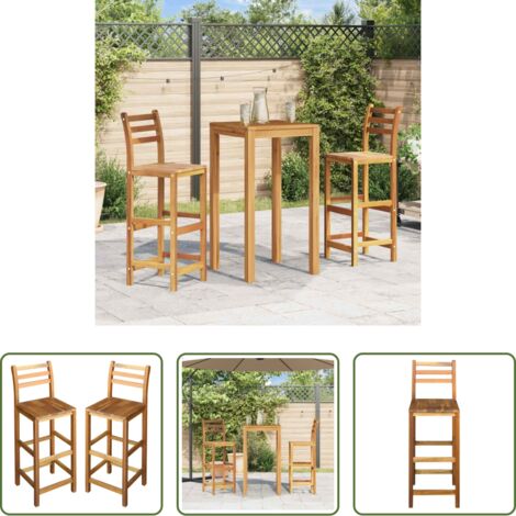 vidaXL Sillas de bar -  Taburetes de cocina 2 unidades madera maciza de acacia