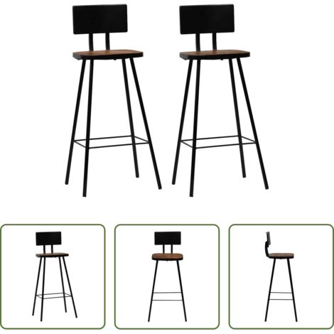 vidaXL Sillas de bar -  Taburetes de cocina 2 unidades madera maciza reciclada