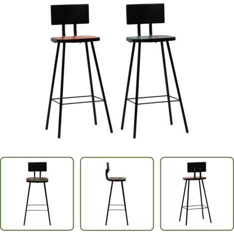 vidaXL Sillas de bar -  Taburetes de cocina 2 unidades madera maciza reciclada