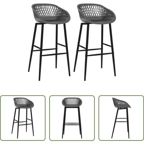 vidaXL Sillas de barra -  Taburetes de cocina 2 unidades gris