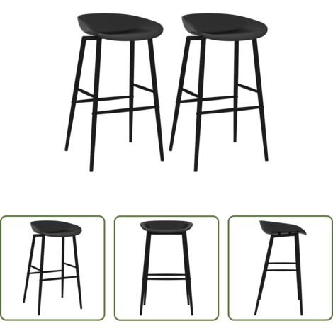 vidaXL Sillas de barra -  Taburetes de cocina 2 unidades negro