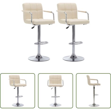 vidaXL Sillas de cocina con respaldo -  Taburetes de barra de cocina 2 unidades tela color crema