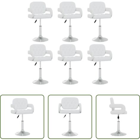 vidaXL Sillas de cocina -  Sillas de comedor giratorias 6 uds cuero sintético blanco