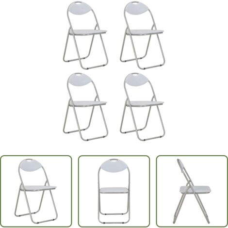 vidaXL Sillas de cocina -  Sillas de comedor plegables 4 unidades cuero sintético blanco