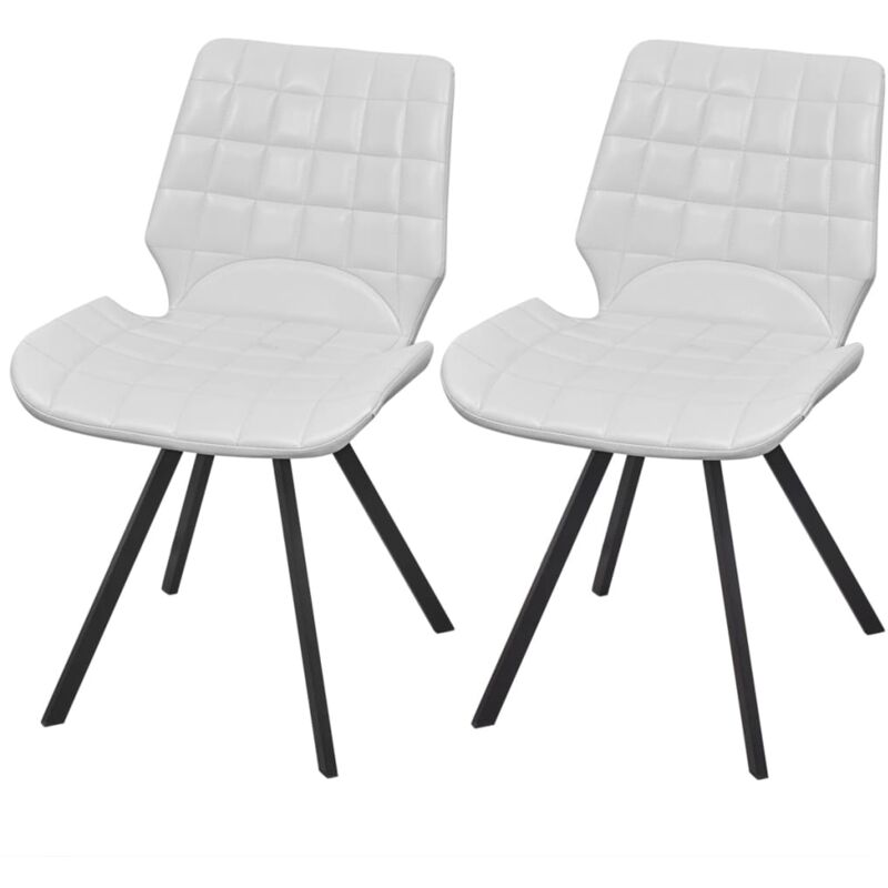 

vidaXL Sillas de comedor 2 unidades cuero sintético blanco - Blanco