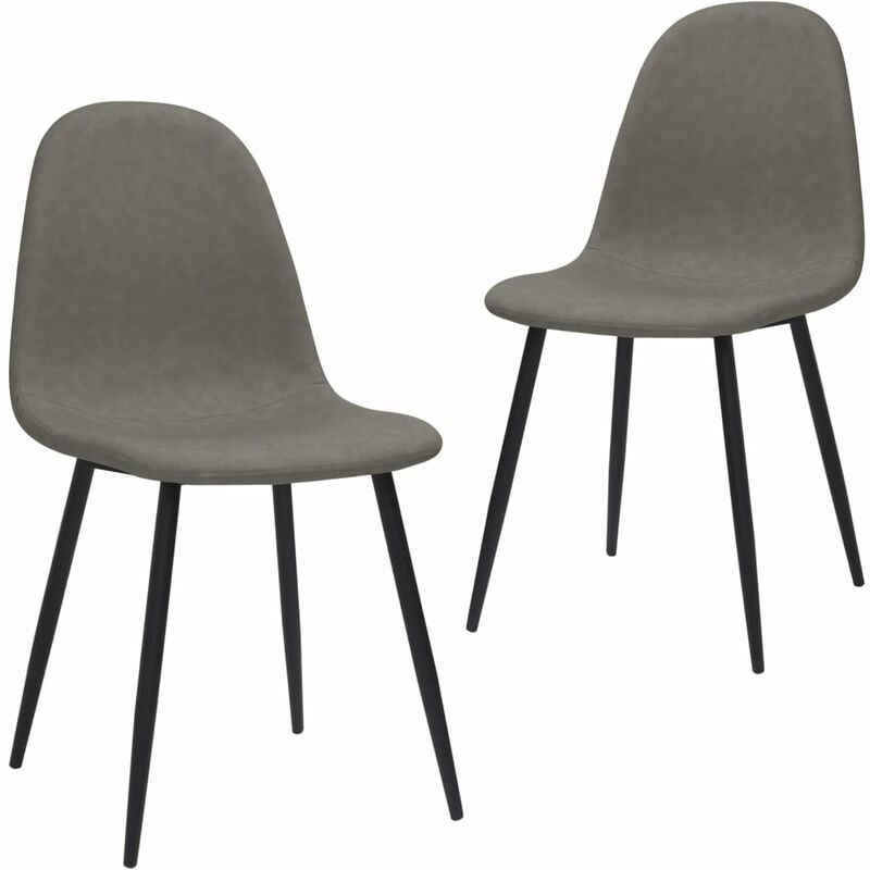 

vidaXL Sillas de comedor cuero sintético 45x54,5x87 cm 2 uds gris oscuro - Gris