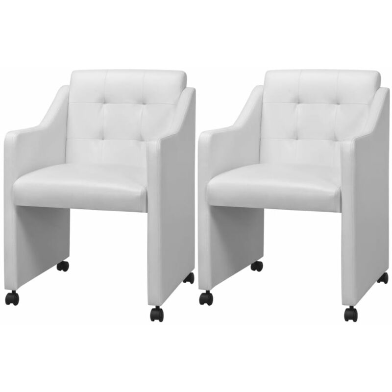 

vidaXL Sillas de Comedor Cuero Sintético 2 Unidades Blanco - Blanco