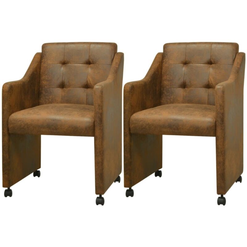 

Sillas de Comedor Cuero Sintético 2 Unidades Marrón - Marrón - Vidaxl
