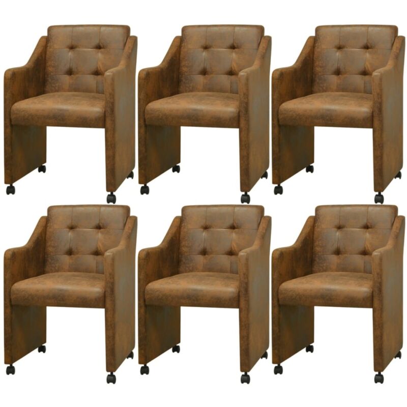 

Sillas de Comedor Cuero Sintético 6 Unidades Marrón - Marrón - Vidaxl