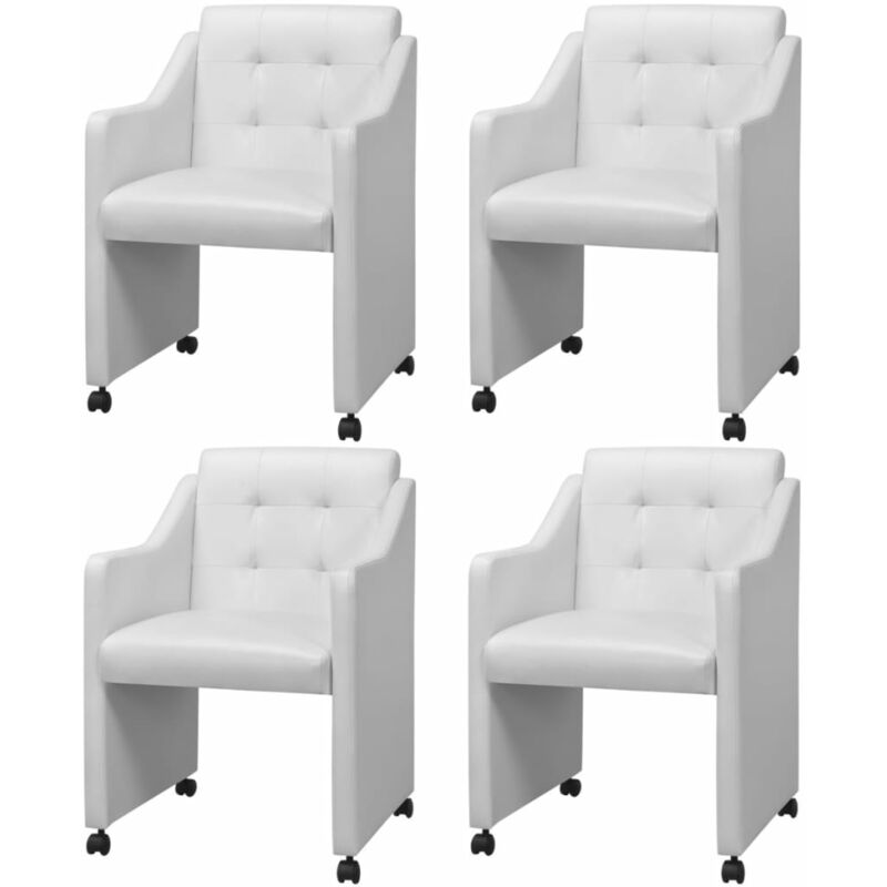 

vidaXL Sillas de Comedor Cuero Sintético 4 Unidades Blanco - Blanco
