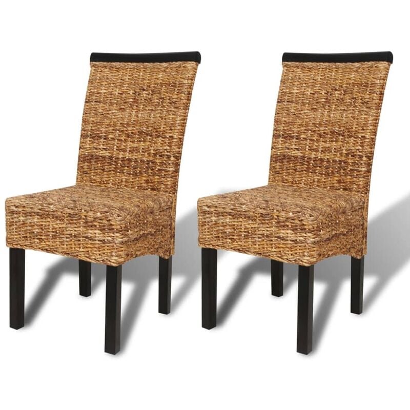 

vidaXL Sillas de Comedor Madera Maciza de Mango y Abacá 2 Unidades - Marrón