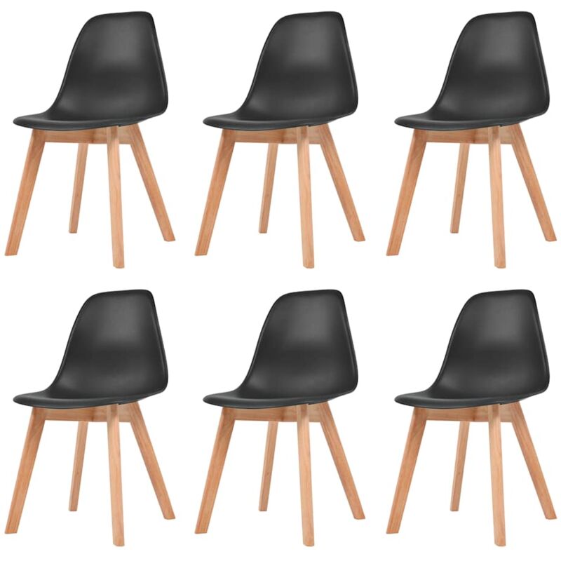 

vidaXL Sillas de comedor 6 unidades plástico negro - Negro