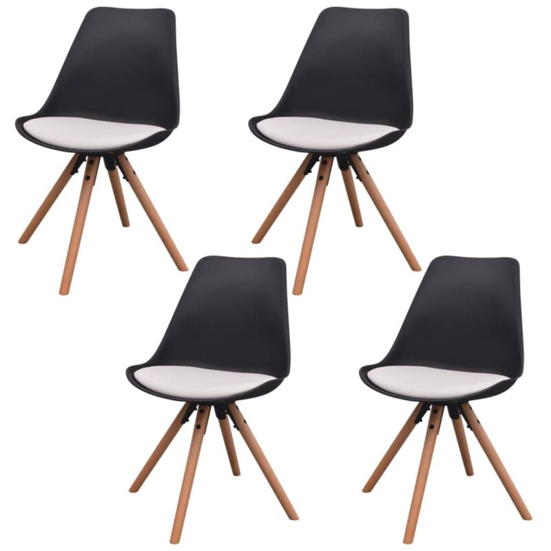 

vidaXL Sillas de Comedor Cuero Sintético Blanco y Negro 4 Unidades - Negro