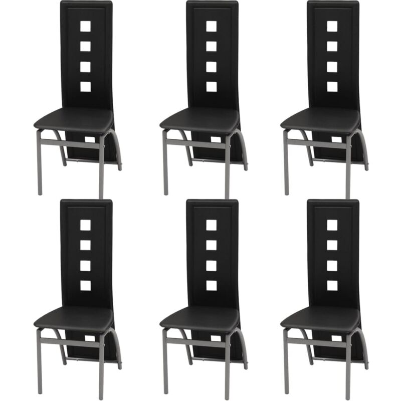 

vidaXL Sillas de Comedor Cuero Sintético 6 Unidades Negro - Negro