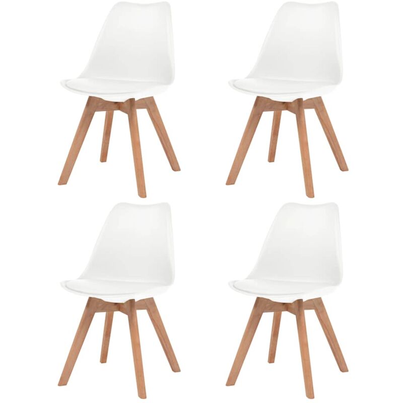 

vidaXL Sillas de Comedor Cuero Sintético 4 Unidades Blanco - Blanco