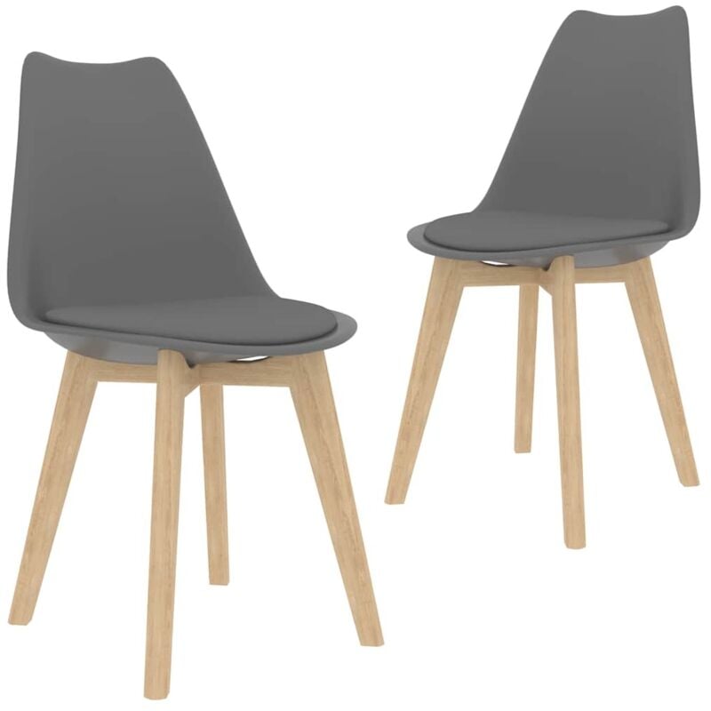 

vidaXL Sillas de Comedor Cuero Sintético 2 Unidades Gris - Gris
