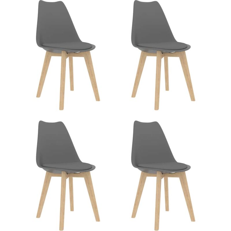 

vidaXL Sillas de Comedor Cuero Sintético 4 Unidades Gris - Gris