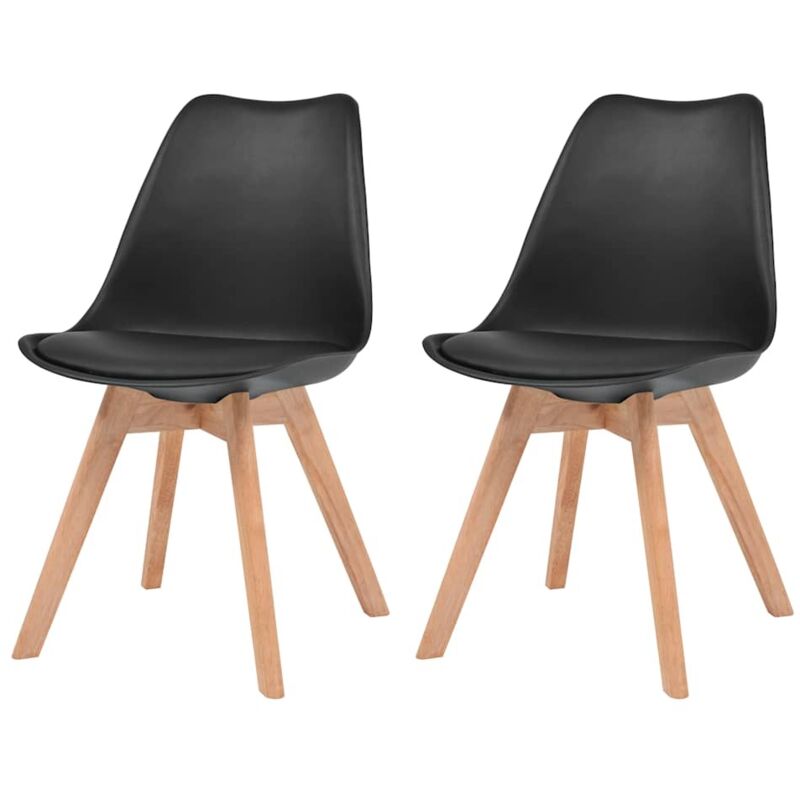 

vidaXL Sillas de Comedor Cuero Sintético 2 Unidades Negro - Negro
