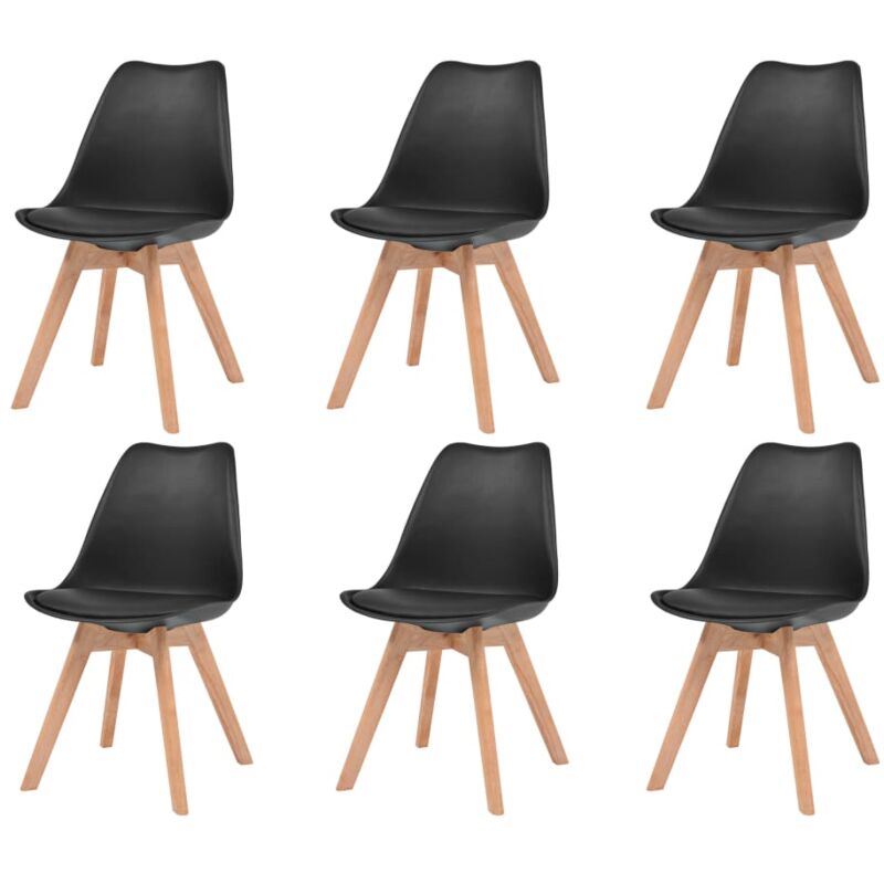 

vidaXL Sillas de Comedor Cuero Sintético 6 Unidades Negro - Negro