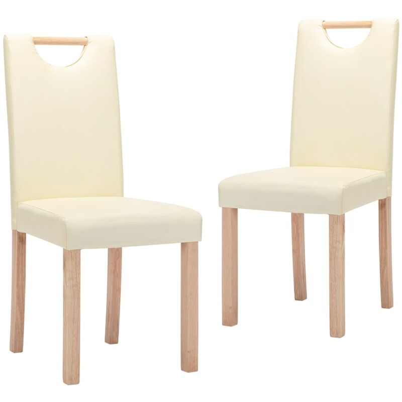 

vidaXL Sillas de comedor 2 unidades cuero sintético color crema - Crema