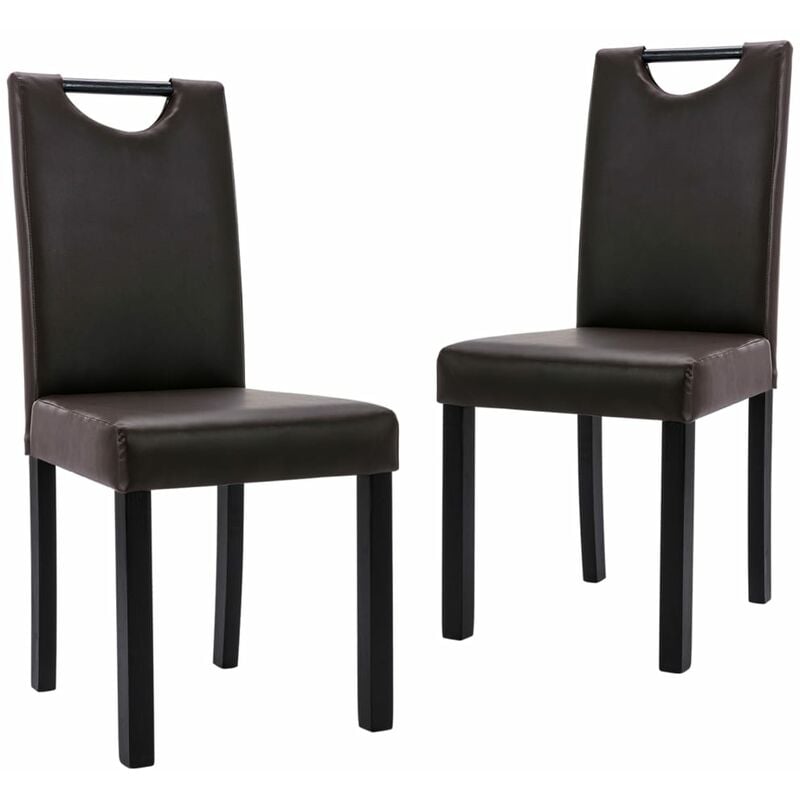 

vidaXL Sillas de comedor 2 unidades cuero sintético marrón - Marrón
