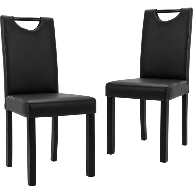 

vidaXL Sillas de comedor 2 unidades cuero sintético negro - Negro