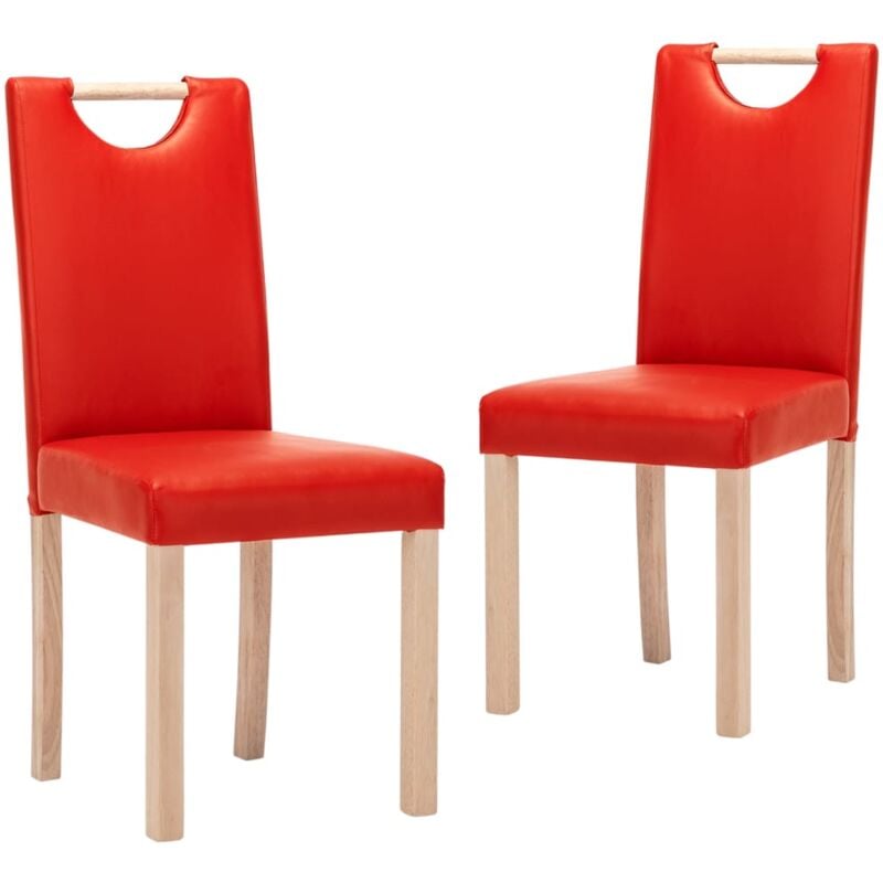 

vidaXL Sillas de comedor 2 unidades cuero sintético rojo - Rojo