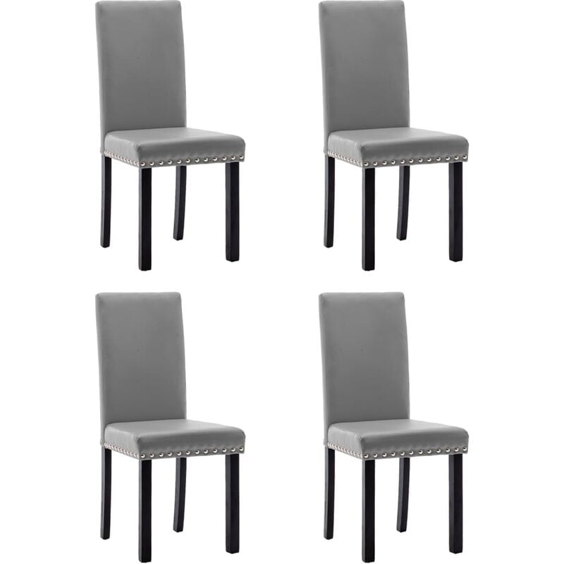 

vidaXL Sillas de comedor PVC gris 4 unidades - Gris