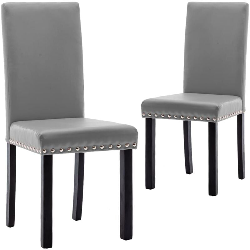 

vidaXL Sillas de comedor PVC gris 2 unidades - Gris