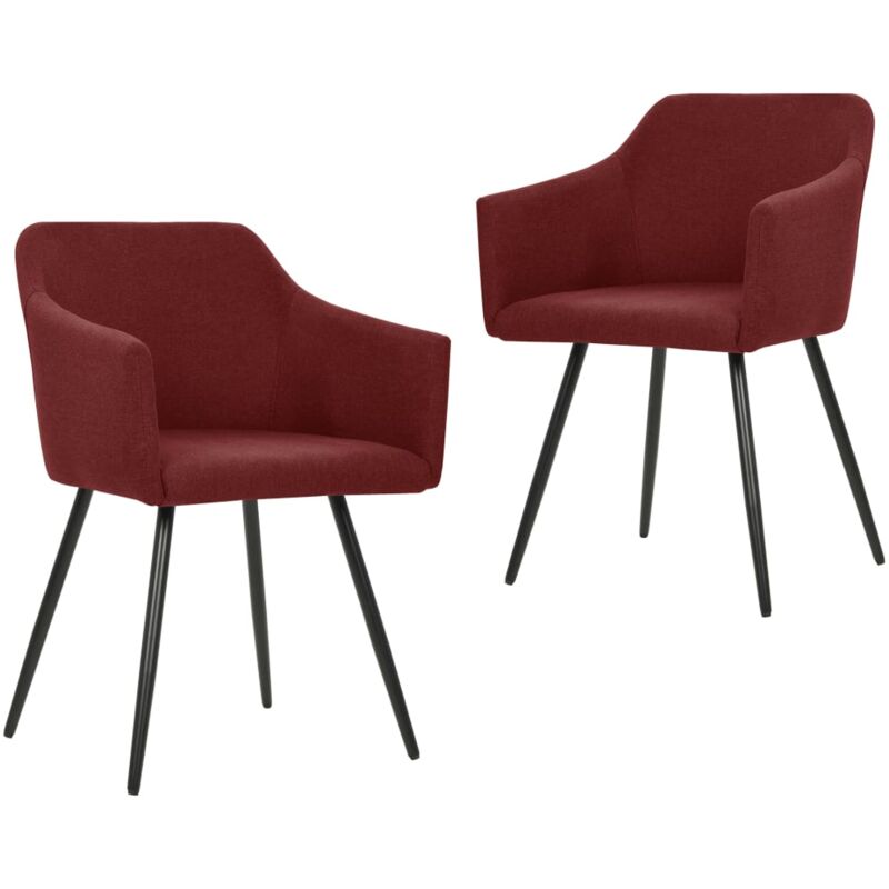 

vidaXL Sillas de Comedor 2 Unidades de Tela Color Vino Tinto - Rojo