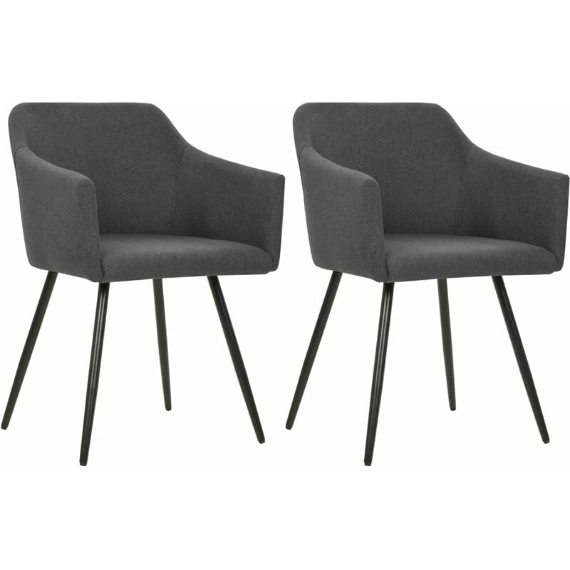

vidaXL Sillas de Comedor 2 Unidades de Tela Gris Oscuro - Gris