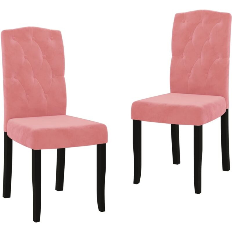 

vidaXL Sillas de comedor 2 unidades de terciopelo rosa - Rosa