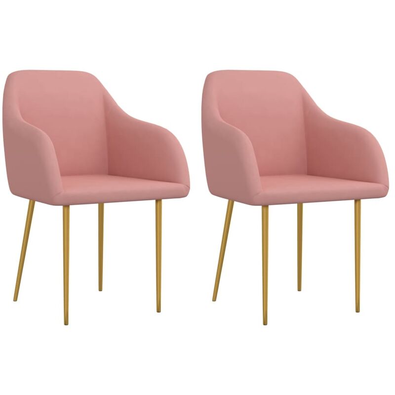 

vidaXL Sillas de comedor 2 unidades de terciopelo rosa - Rosa