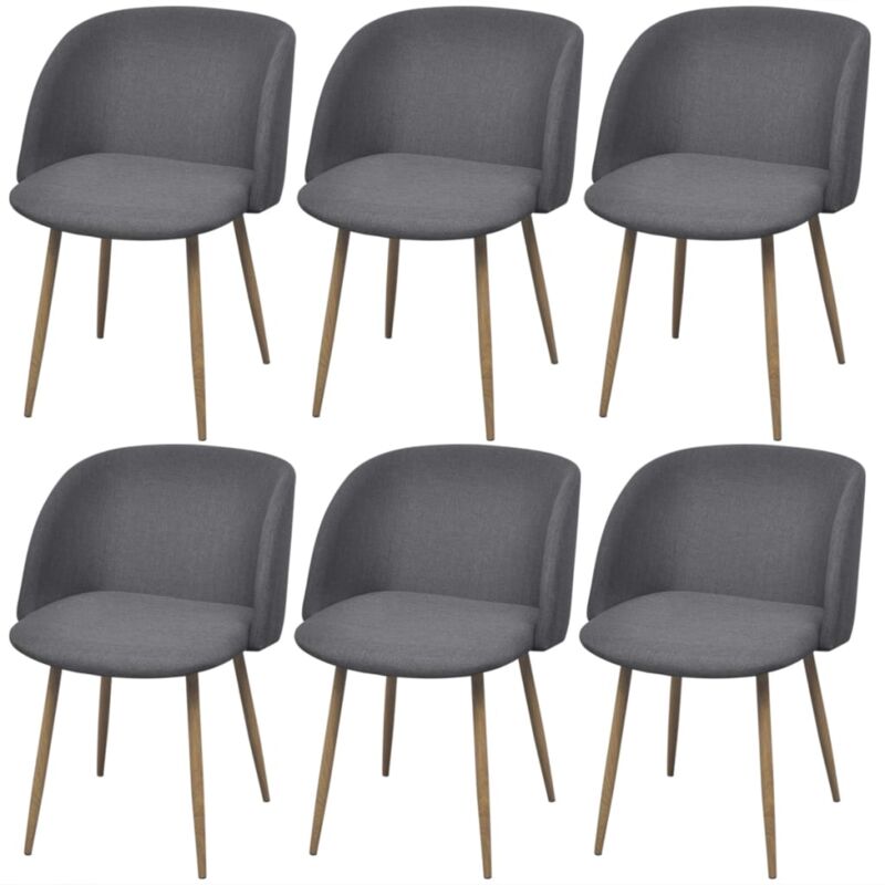 

vidaXL Sillas de Comedor Tela Gris Oscuro 6 Unidades - Gris