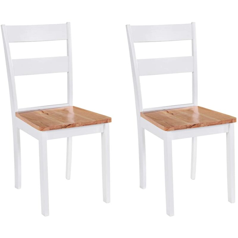 

vidaXL Sillas de Comedor Madera Maciza de Caucho Blanco 2 Unidades - Blanco