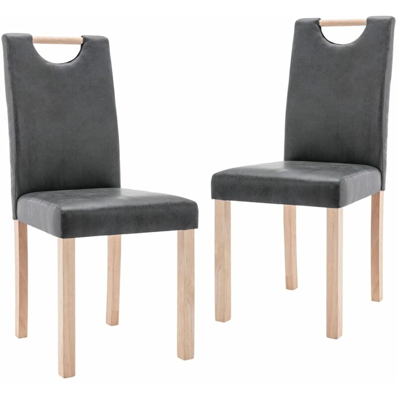 

vidaXL Sillas de comedor 2 unidades piel de ante artificial gris - Gris