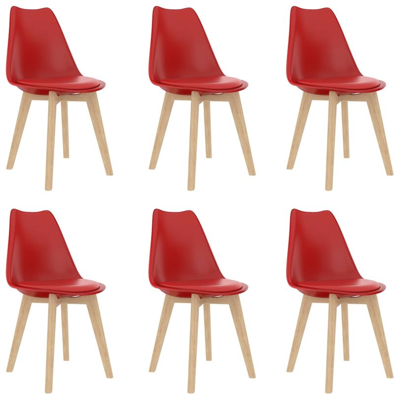 

vidaXL Sillas de Comedor Plástico 6 Unidades Rojo - Rojo